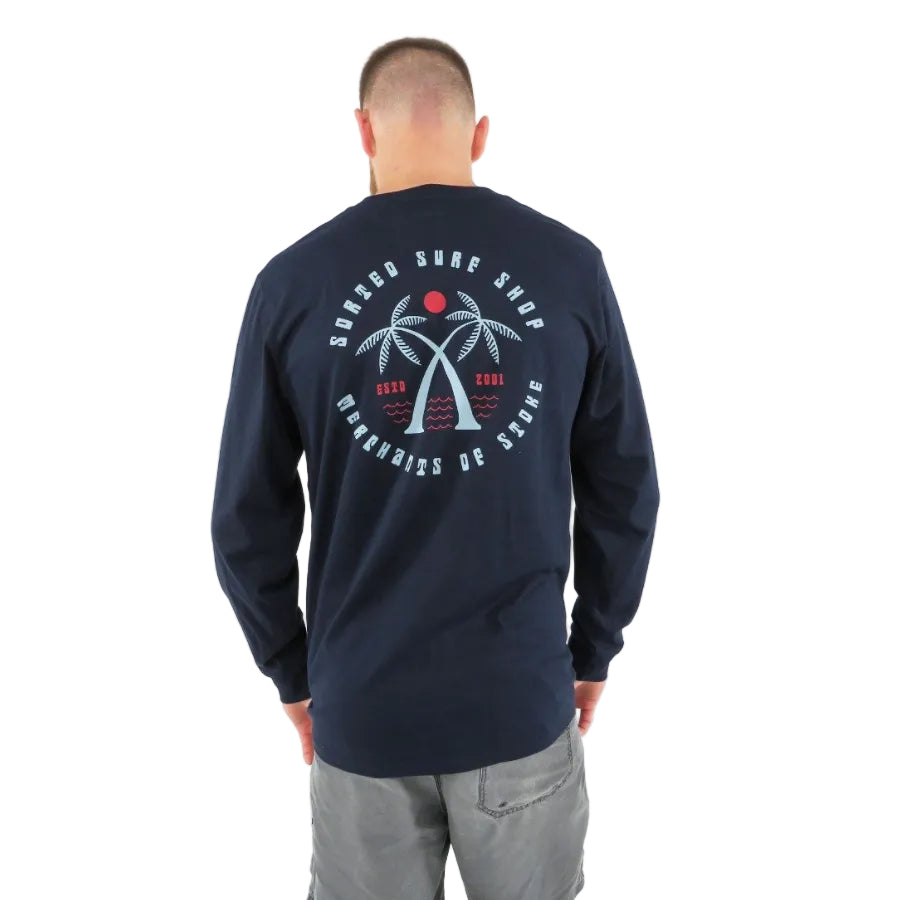 Sorted Surf Shop Crossed Palms Long Sleeve T-Shirt - French Navy