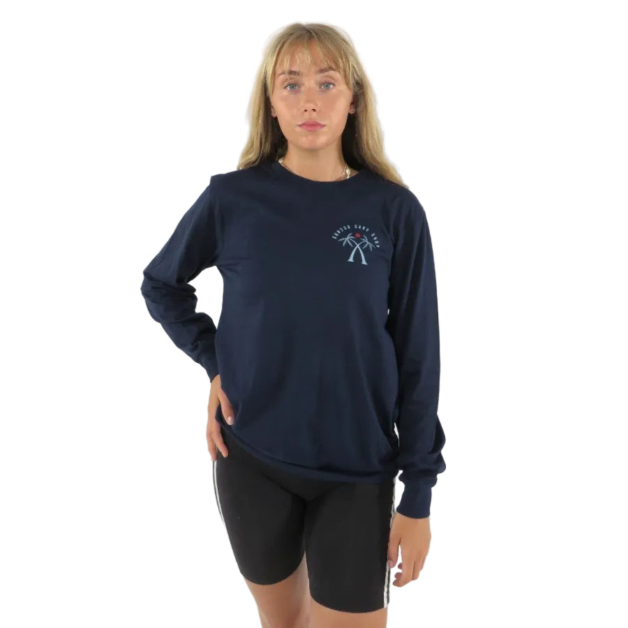 Sorted Surf Shop Crossed Palms Long Sleeve T-Shirt - French Navy