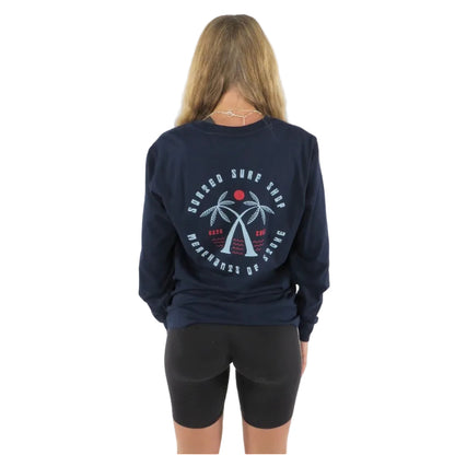 Sorted Surf Shop Crossed Palms Long Sleeve T-Shirt - French Navy