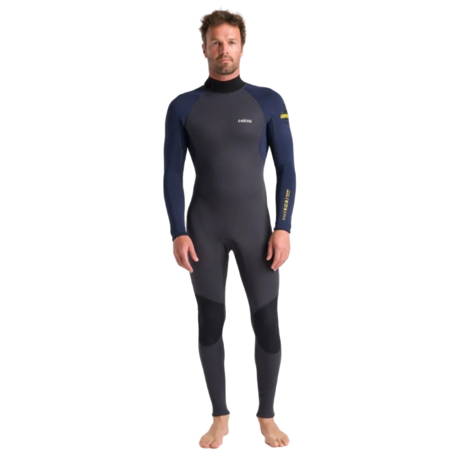 C-Skins NuWave Element 3/2mm Mens Back Zip Wetsuit in Anthracite / Slate / Saffron