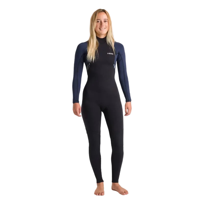 C-Skins NuWave Element 3/2mm Womens Back Zip Wetsuit in Black / Slate / Saffron