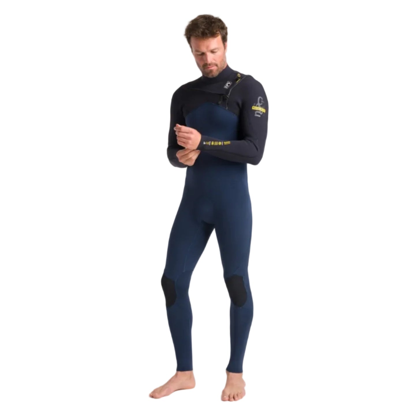 C-Skins NuWave Session 4/3mm Men's GBS Chest Zip Wetsuit 2025 - Black / Bluestone X / Saffron