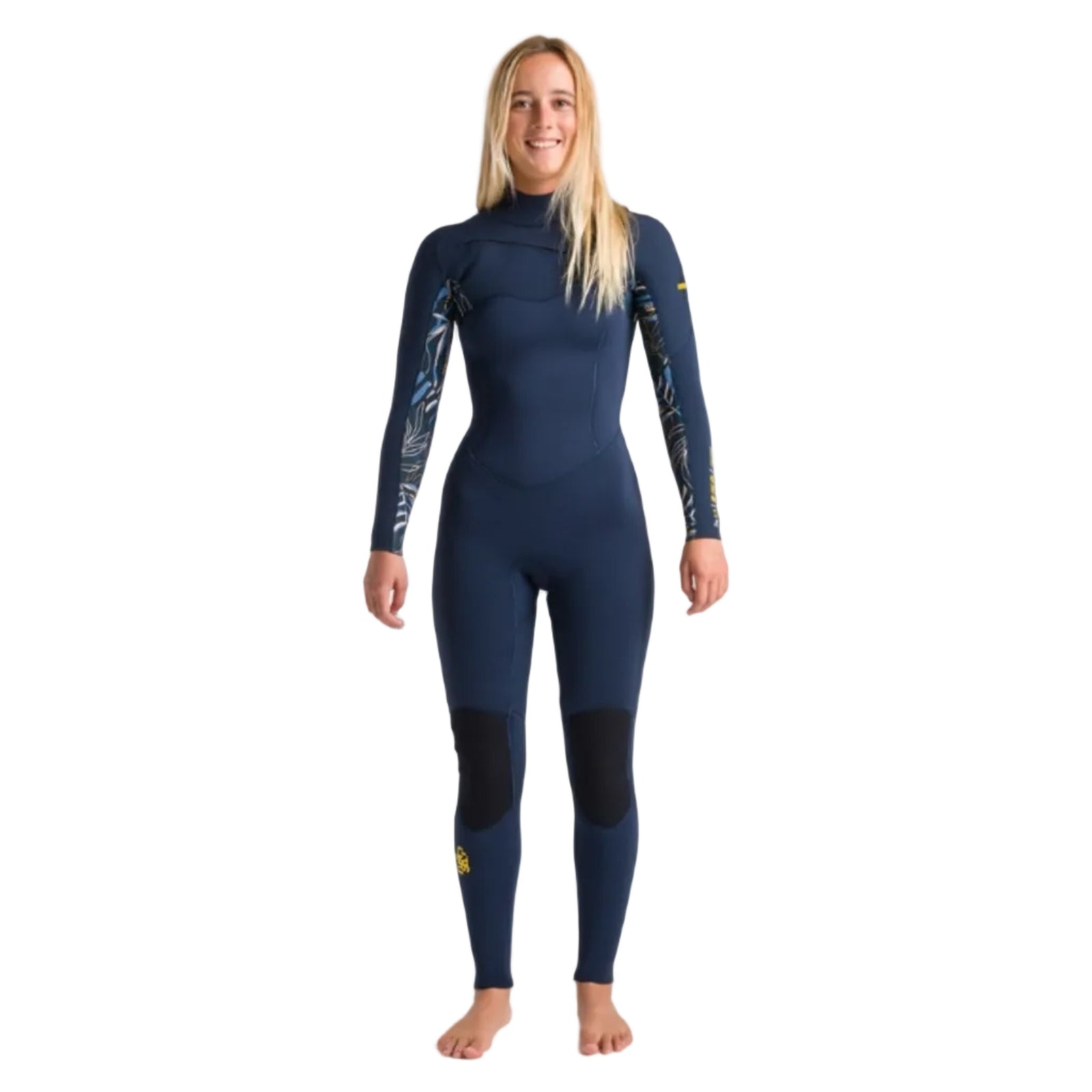 C-Skins NuWave Solace 4/3mm Womens GBS Chest Zip Wetsuit in Bluestone / Bluestone X / Tropical C