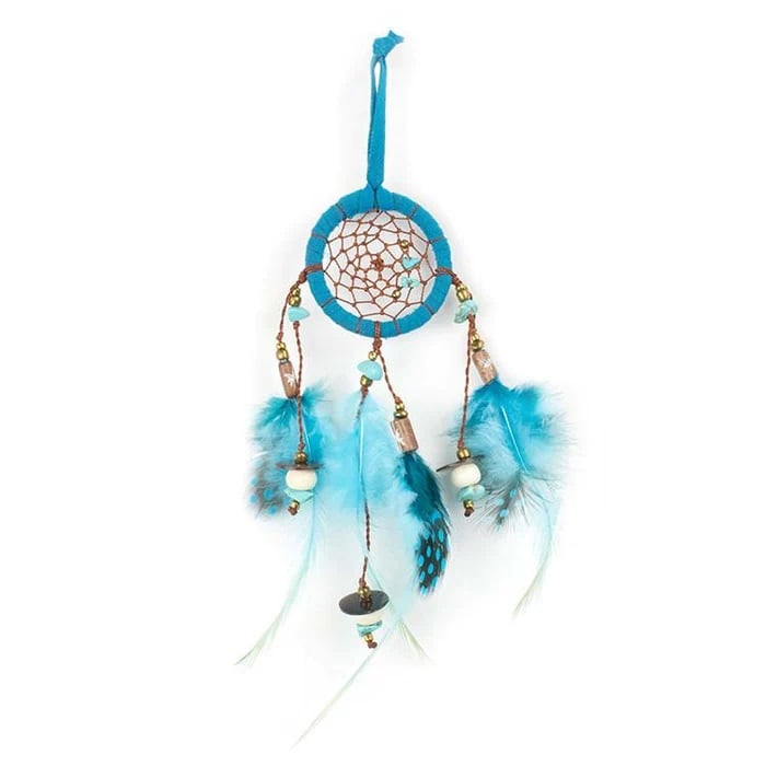 Pineapple Island Feather Bead Dreamcatcher - Blue