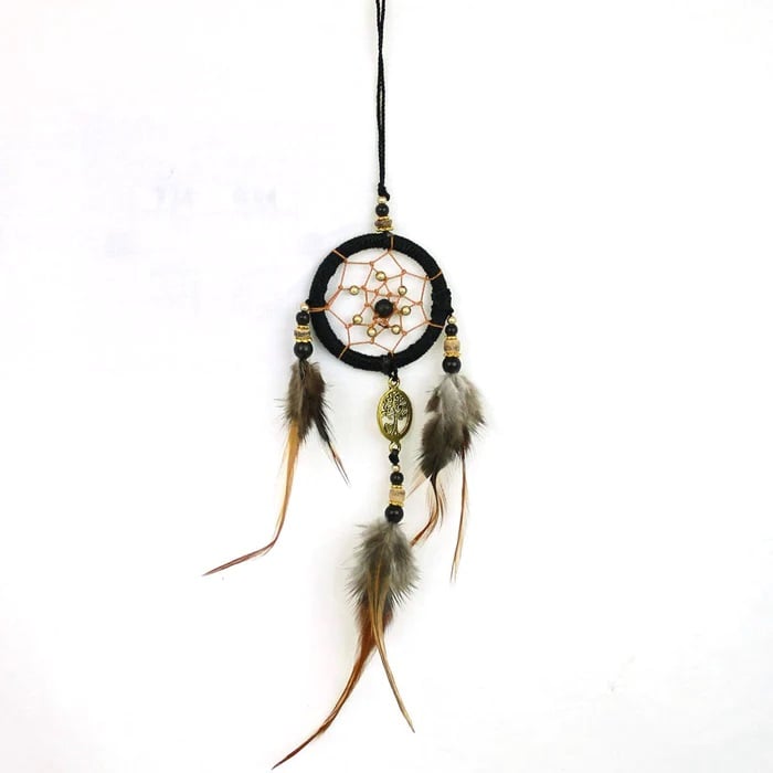 Pineapple Island Feather Charm Dreamcatcher in Black