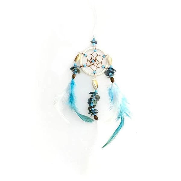 Pineapple Island Feather Shell Dreamcatcher in Blue/White