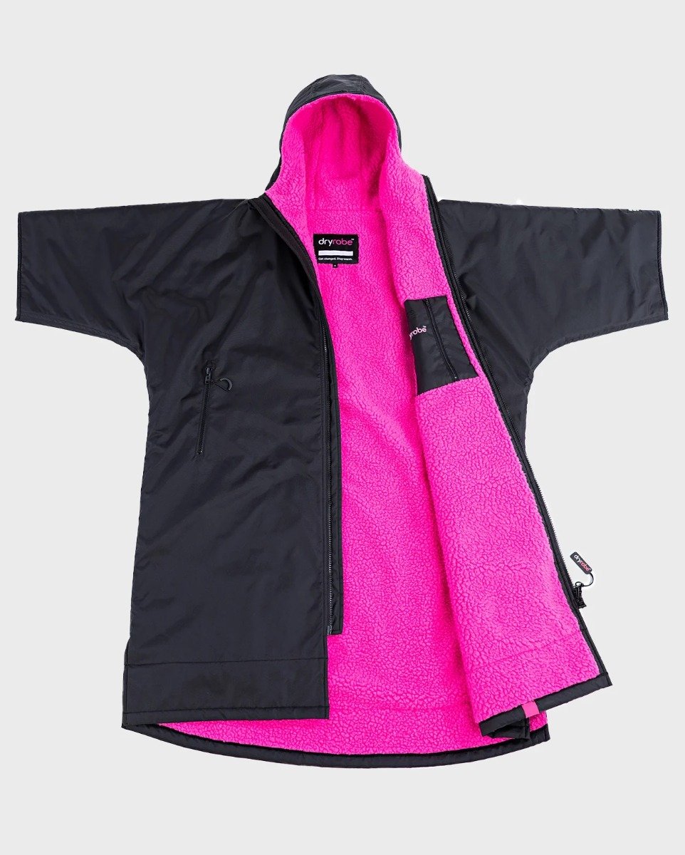 Dryrobe Advance Short Sleeve Changing Robe - Black / Pink