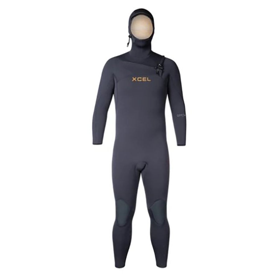 Xcel Comp + 3mm Mens Chest Zip Hooded Summer Wetsuit - Black