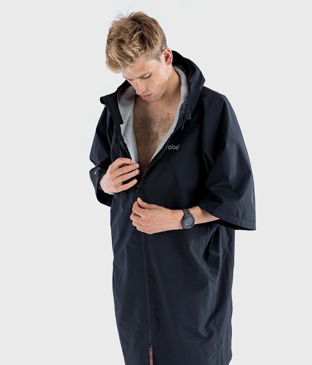 Dryrobe Lite Short Sleeve Changing Robe - Black/Grey