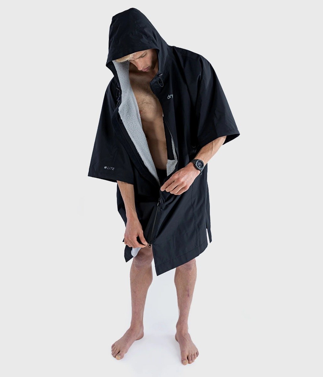 Dryrobe Lite Short Sleeve Changing Robe - Black/Grey