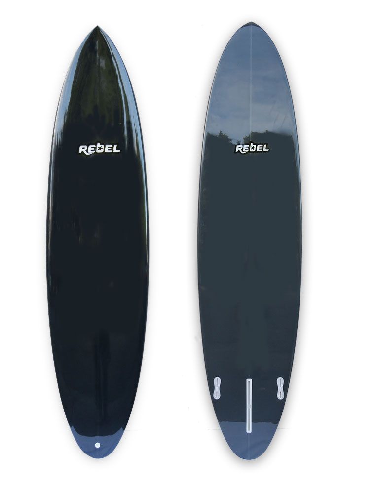 Rebel Mid Length Surfboard - Resin Grey - Full View