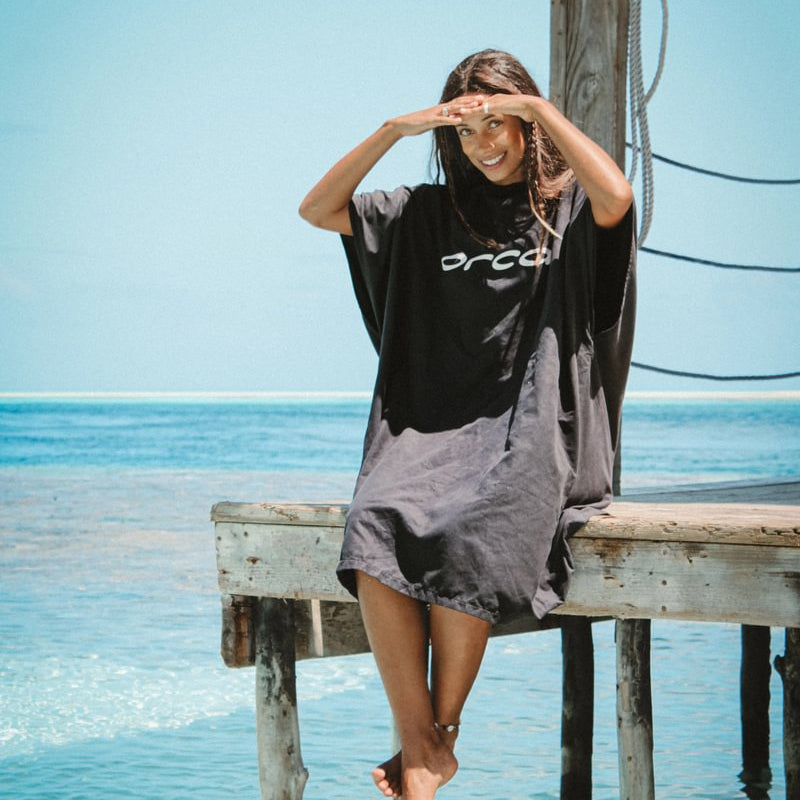 Orca Poncho Changing Towel Robe - Black