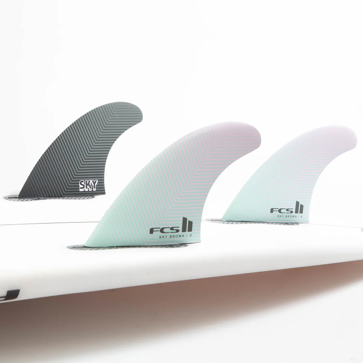 FCS II Sky Brown PC Small Tri Fins - Seafoam/Lavender
