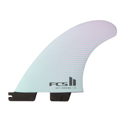 FCS II Sky Brown Performance Core Small Tri Fins in Seafoam/Lavender