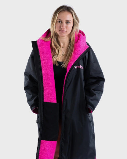 Dryrobe Advance Long Sleeve Changing Robe - Black/Pink
