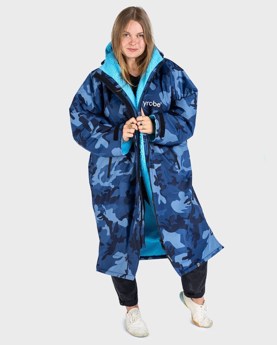 Dryrobe Advance Long Sleeve Changing Robe in Blue Camo / Blue