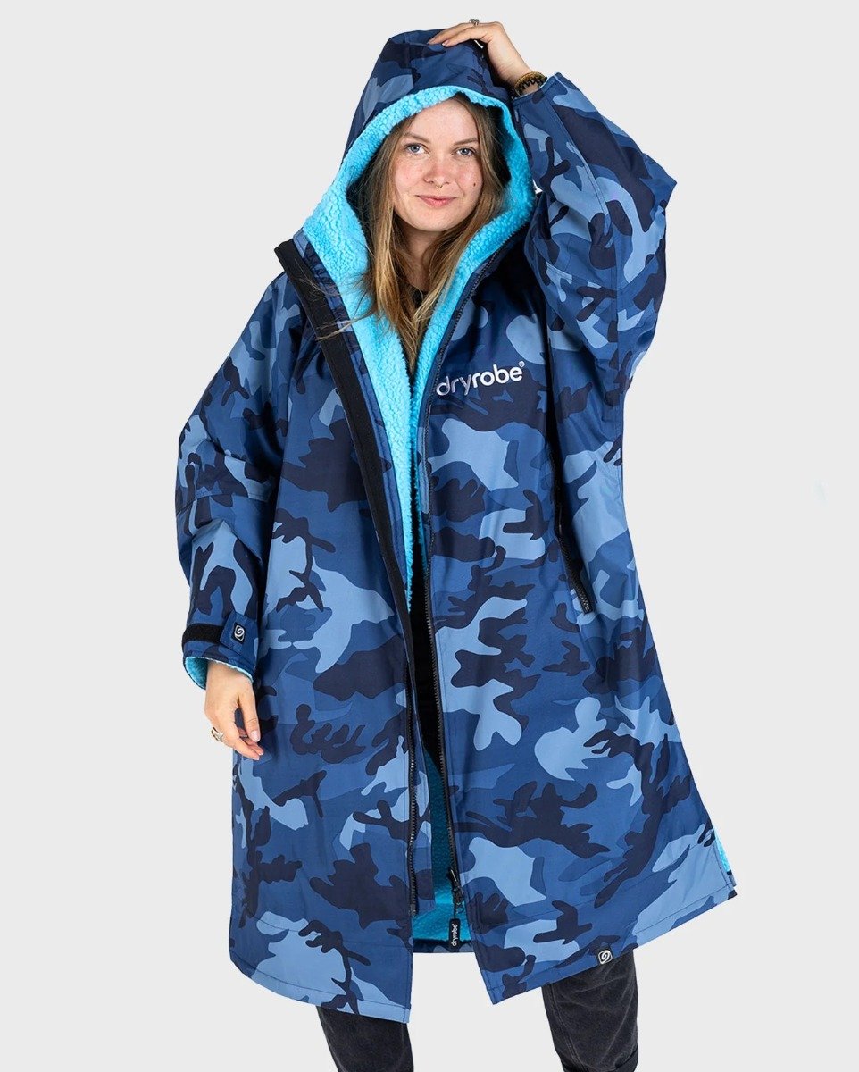 Dryrobe Advance Long Sleeve Changing Robe - Blue Camo / Blue