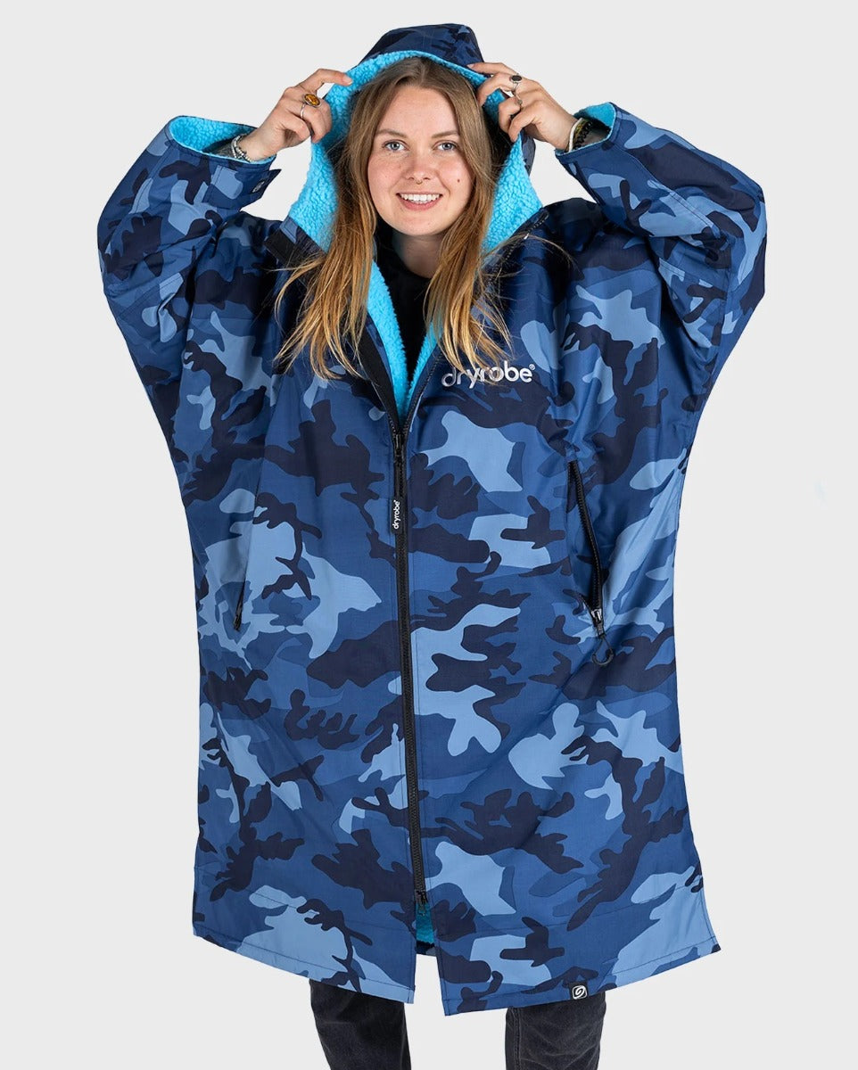 Dryrobe Advance Long Sleeve Changing Robe - Blue Camo / Blue