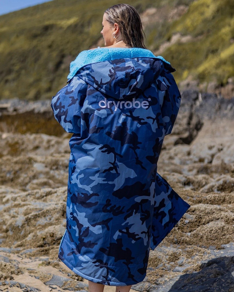 Dryrobe Advance Long Sleeve Changing Robe - Blue Camo / Blue