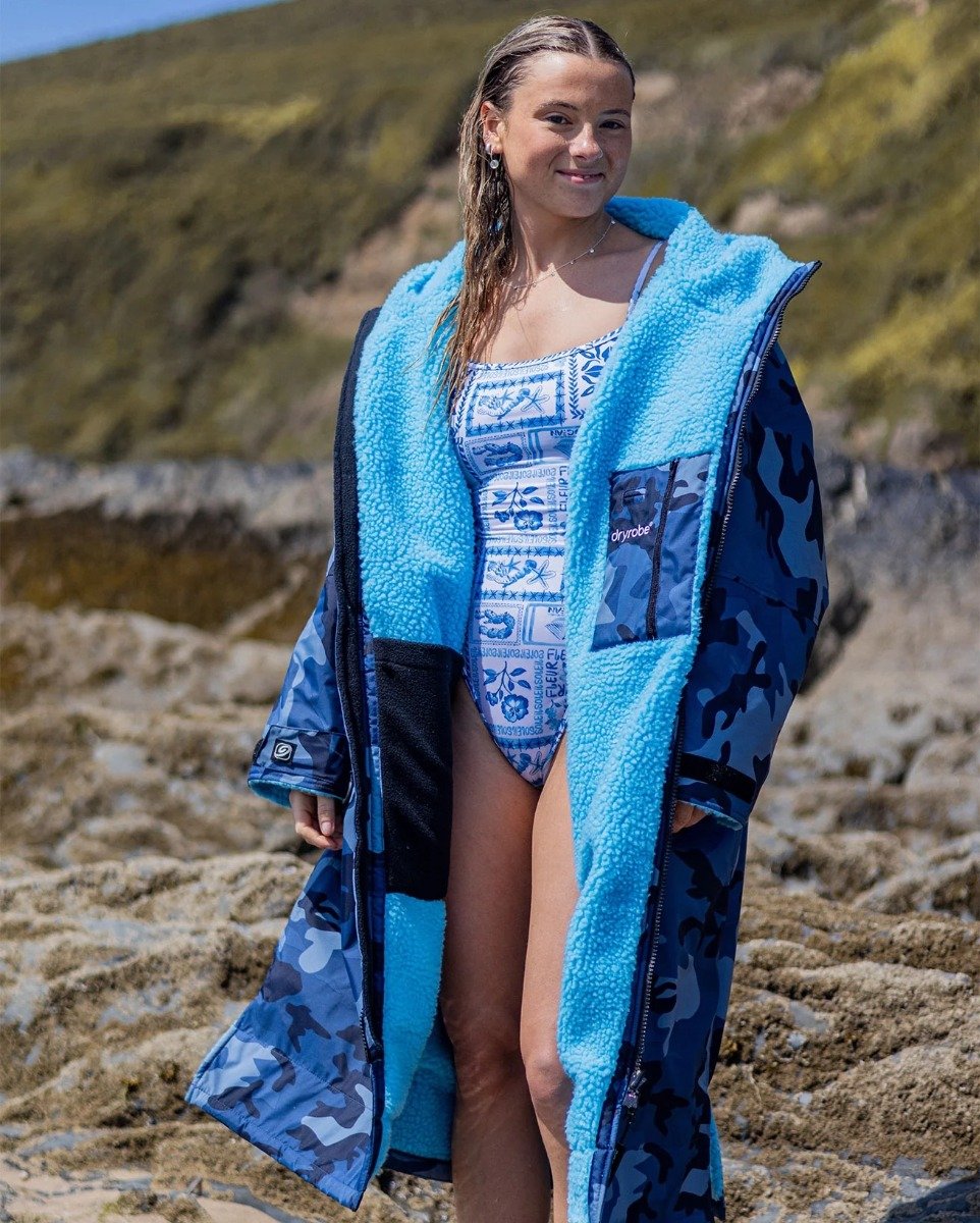 Dryrobe Advance Long Sleeve Changing Robe - Blue Camo / Blue