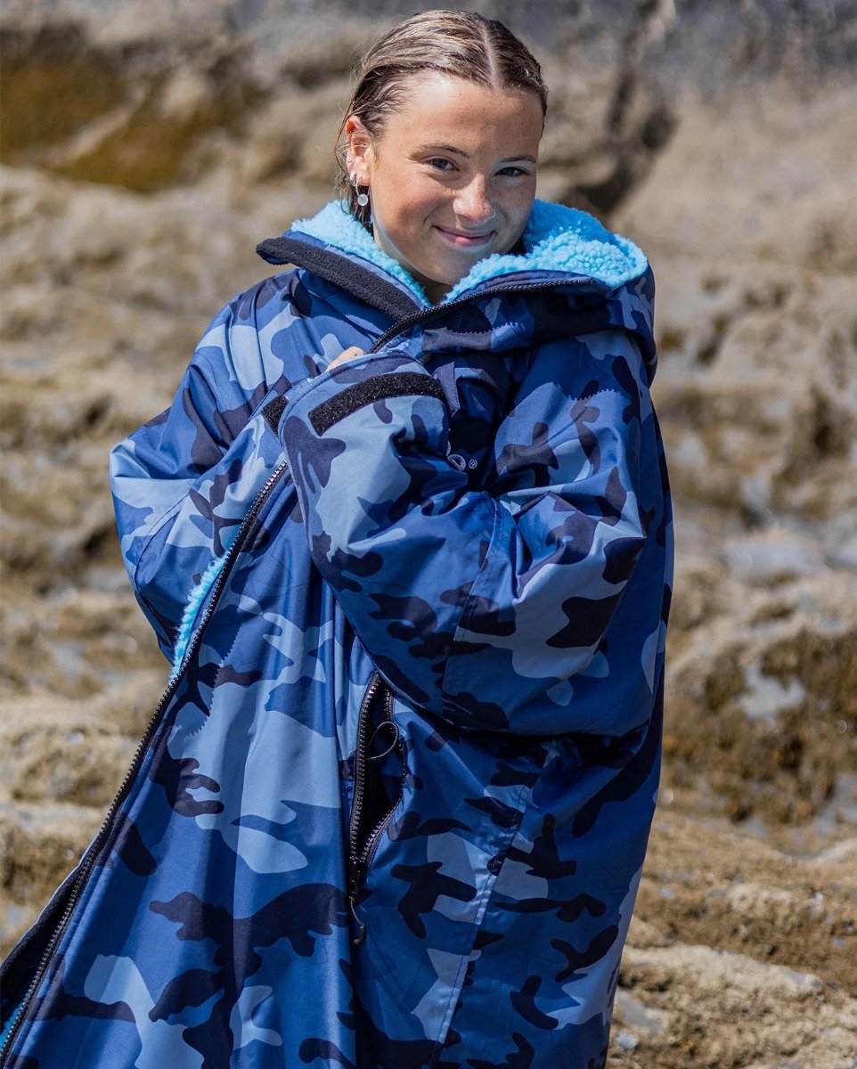 Dryrobe Advance Long Sleeve Changing Robe - Blue Camo / Blue