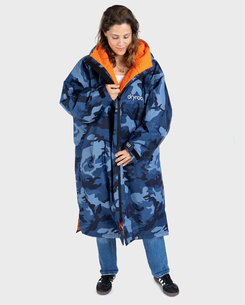 Dryrobe Advance Long Sleeve Changing Robe in Blue Camo / Orange