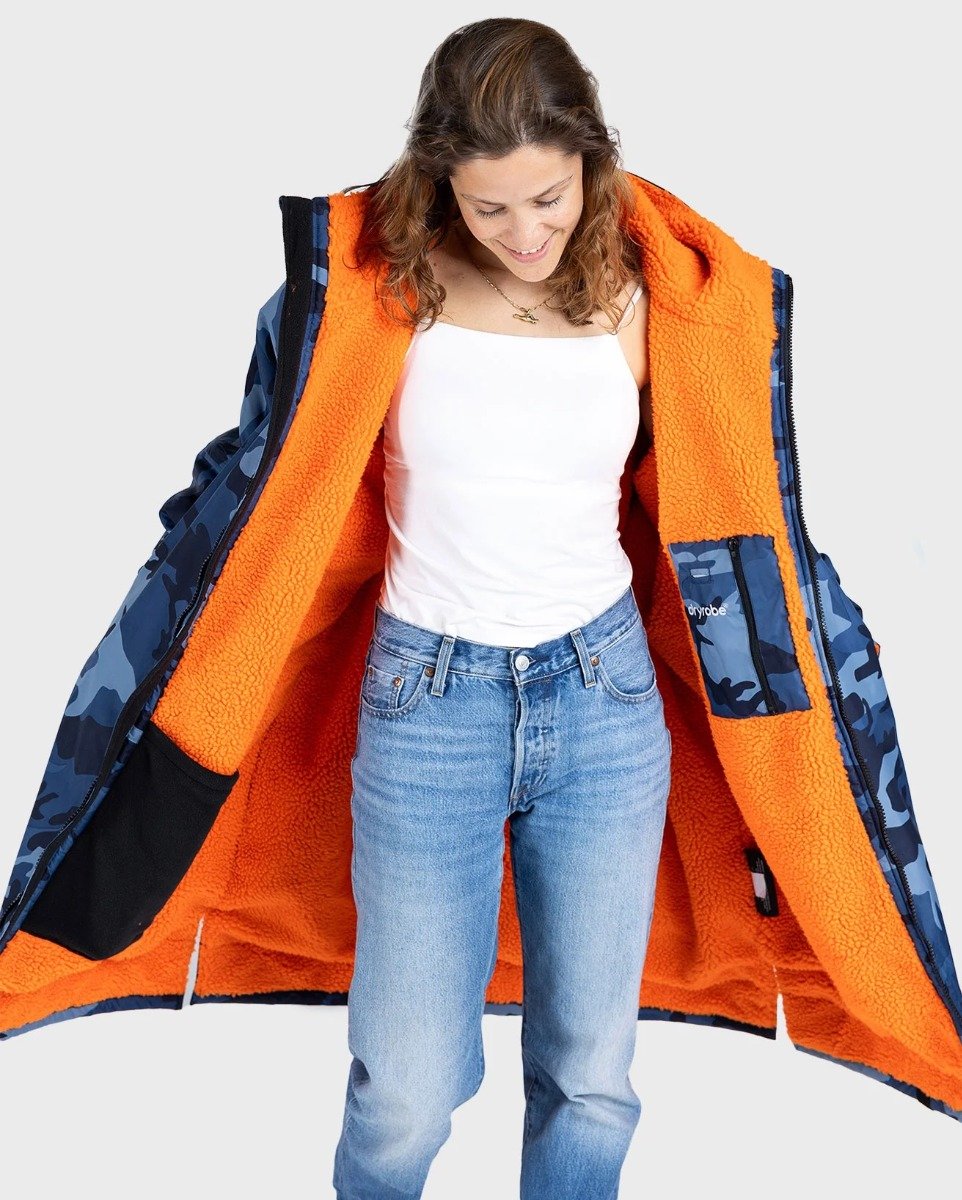 Dryrobe Advance Long Sleeve Changing Robe - Blue Camo / Orange