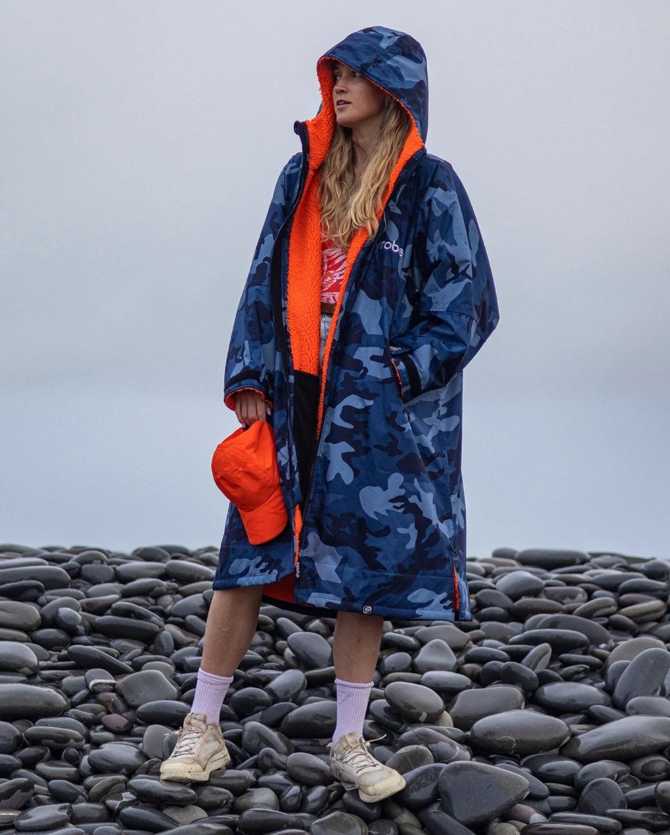 Dryrobe Advance Long Sleeve Changing Robe - Blue Camo / Orange