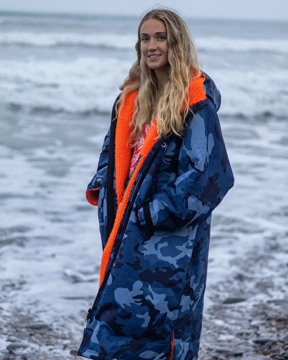 Dryrobe Advance Long Sleeve Changing Robe - Blue Camo / Orange