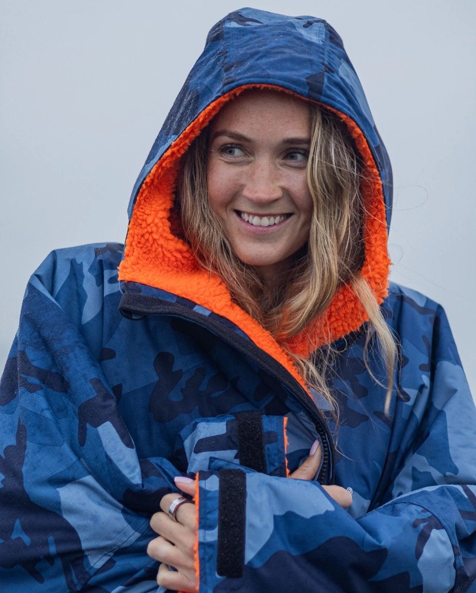 Dryrobe Advance Long Sleeve Changing Robe - Blue Camo / Orange
