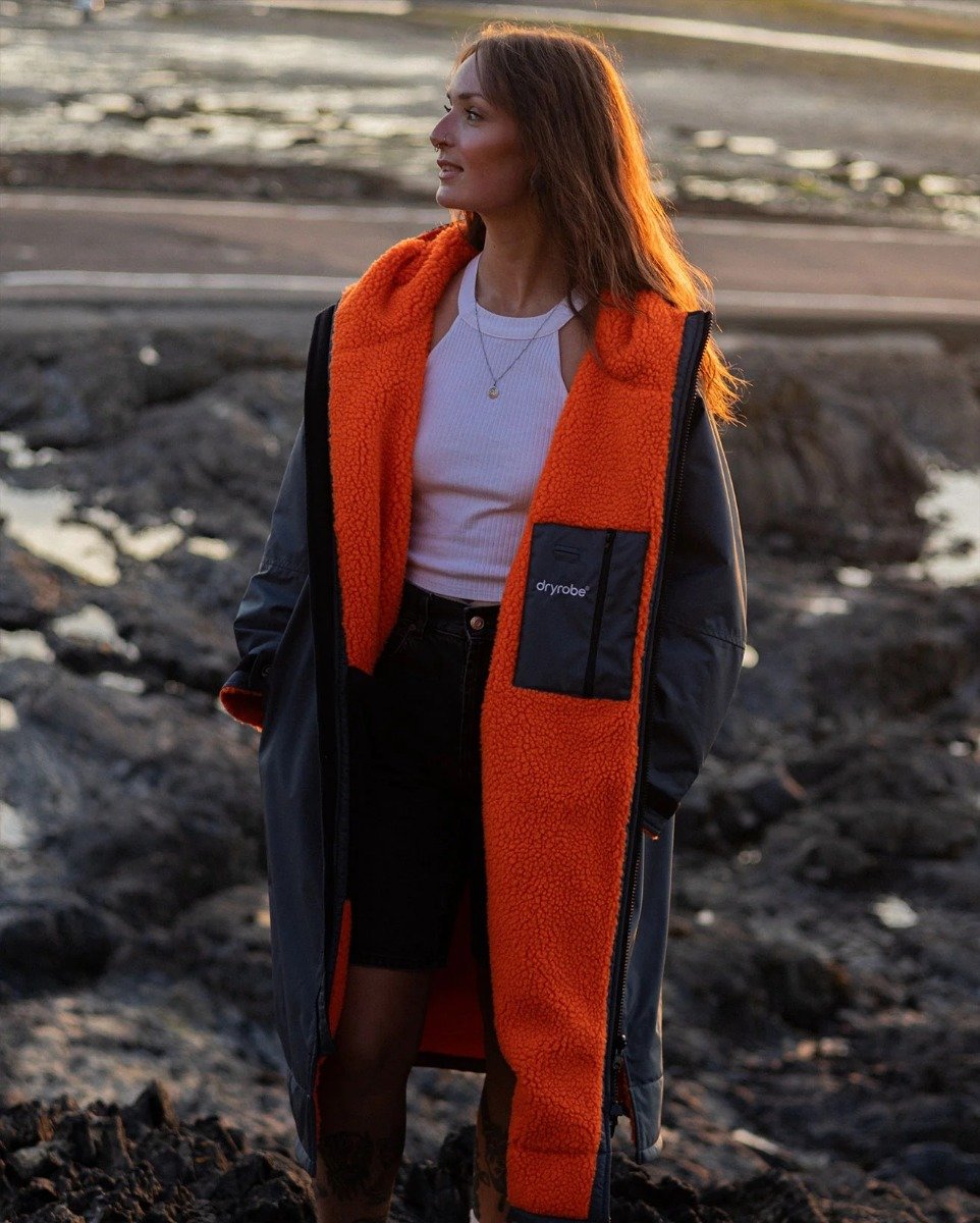 Dryrobe Advance Long Sleeve Changing Robe - Dark Grey / Orange