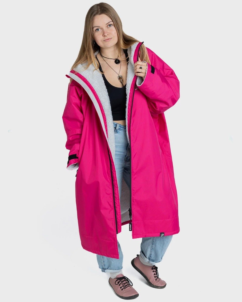 Dryrobe Advance Long Sleeve Changing Robe in Pink / Light Grey