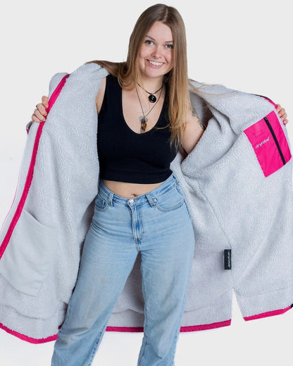 Dryrobe Advance Long Sleeve Changing Robe - Pink / Light Grey