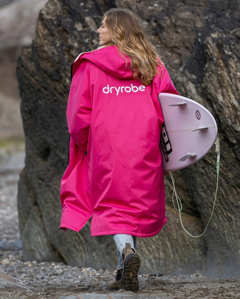 Dryrobe Advance Long Sleeve Changing Robe - Pink / Light Grey