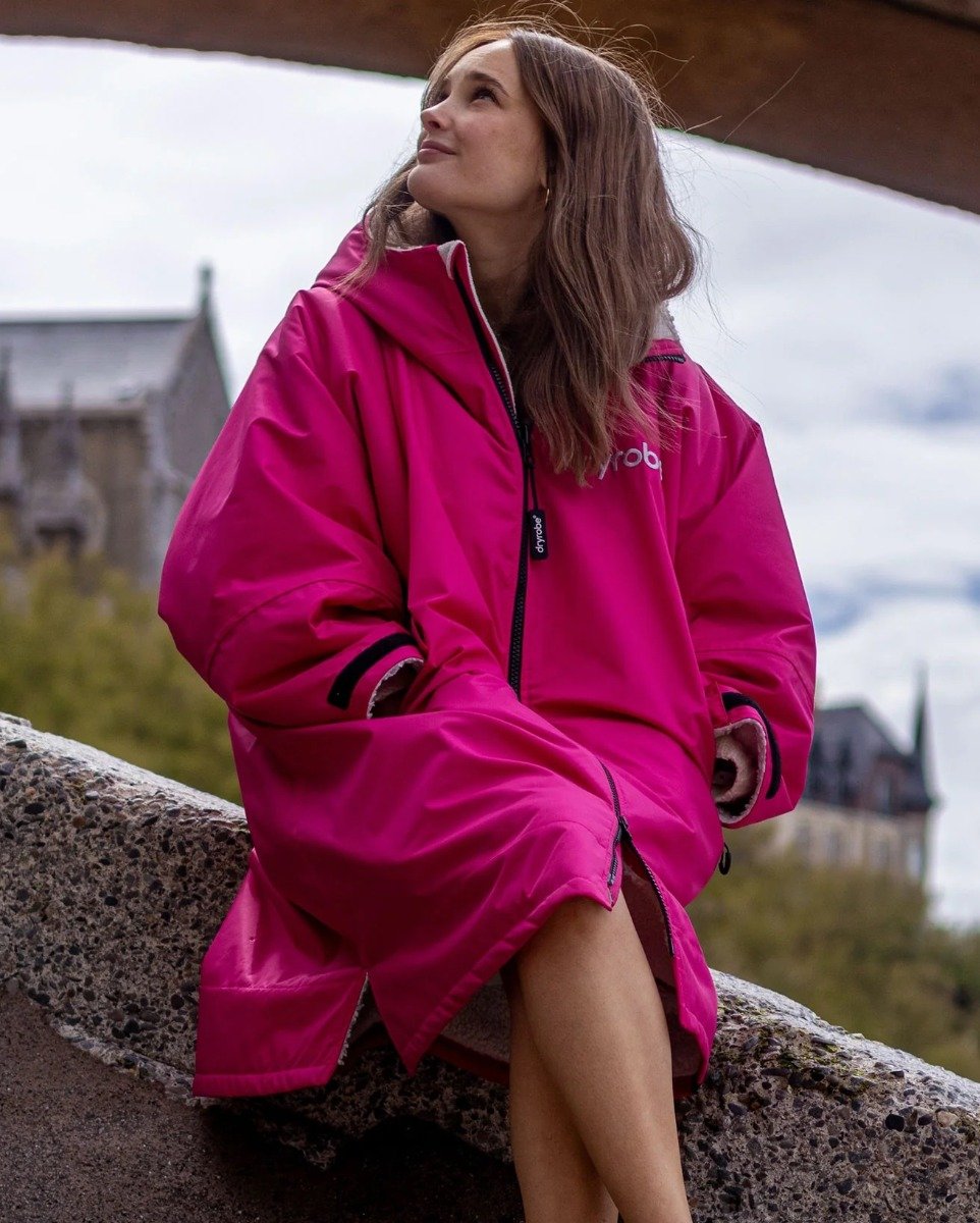Dryrobe Advance Long Sleeve Changing Robe - Pink / Light Grey