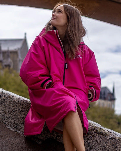 Dryrobe Advance Long Sleeve Changing Robe - Pink / Light Grey