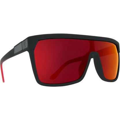 SPY Flynn Soft Matte Black Red Fade Sunglasses - HD Plus Grey/Green/Red Mirror