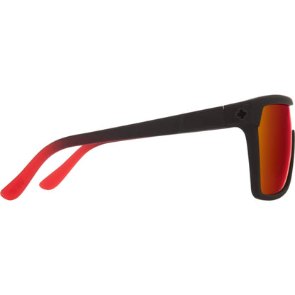 SPY Flynn Soft Matte Black Red Fade Sunglasses - HD Plus Grey/Green/Red Mirror