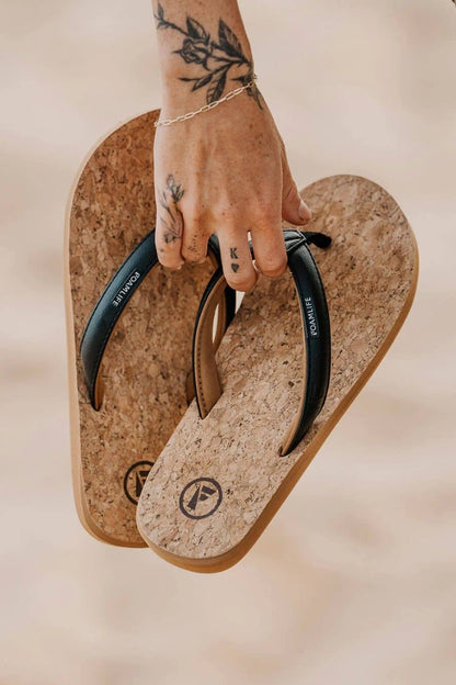 Foamlife Women's Goldie Earth Cork Flip-Flops - Latte Brown