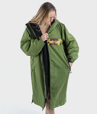 Dryrobe Advance Long Sleeve Remix Adult Changing Robe - Green/Black/Camo