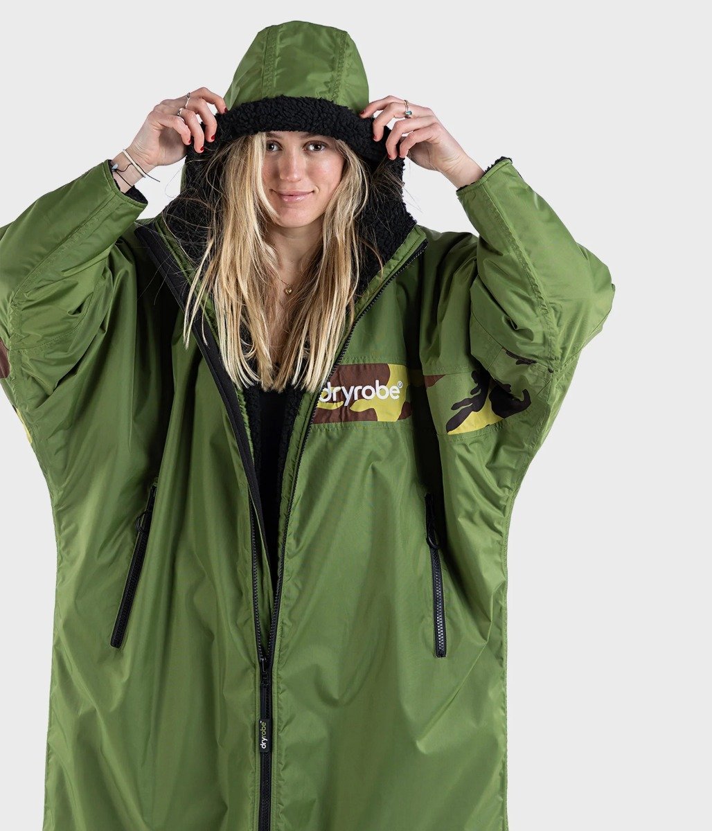 Dryrobe Advance Long Sleeve Remix Adult Changing Robe - Green/Black/Camo