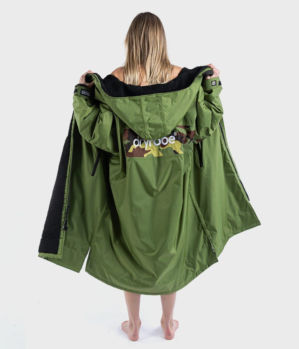 Dryrobe Advance Long Sleeve Remix Adult Changing Robe - Green/Black/Camo