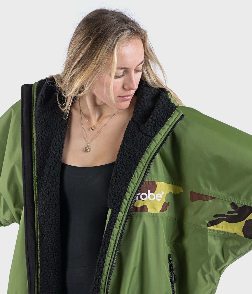 Dryrobe Advance Long Sleeve Remix Adult Changing Robe - Green/Black/Camo