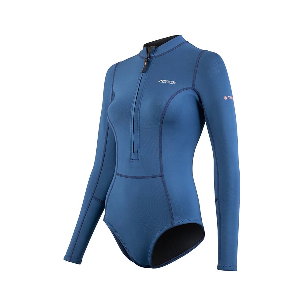 Zone3 Womens Yulex Long Sleeve 1.5mm Front Zip Swimsuit in Navy
