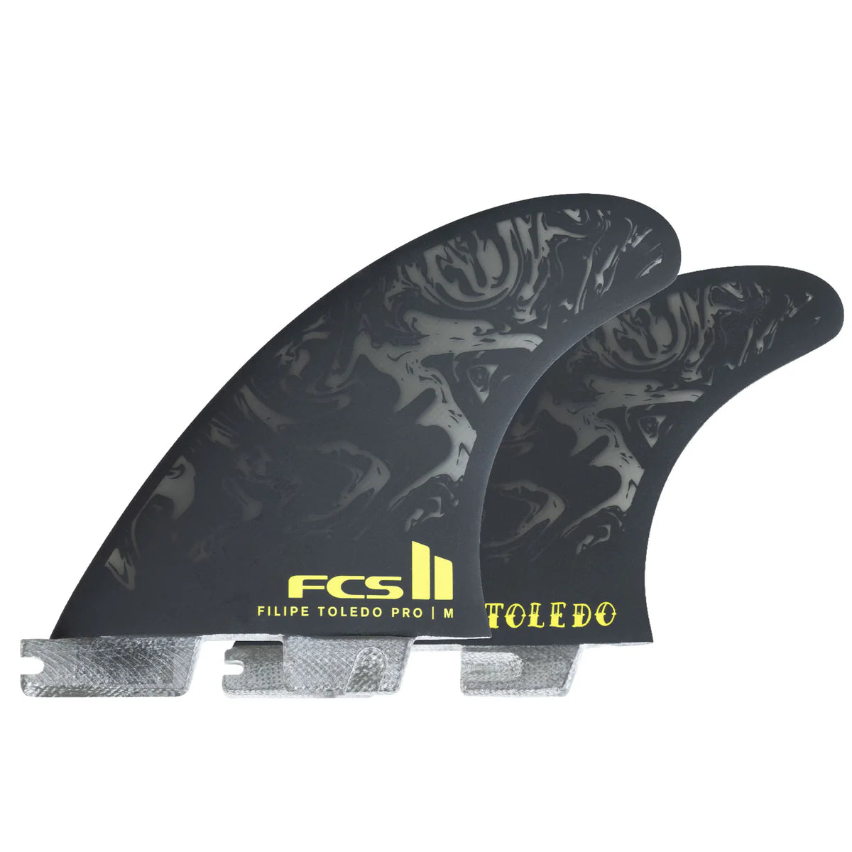 FCS II Filipe Toledo Performance Glass Pro Tri Fin Set in Black / Acid