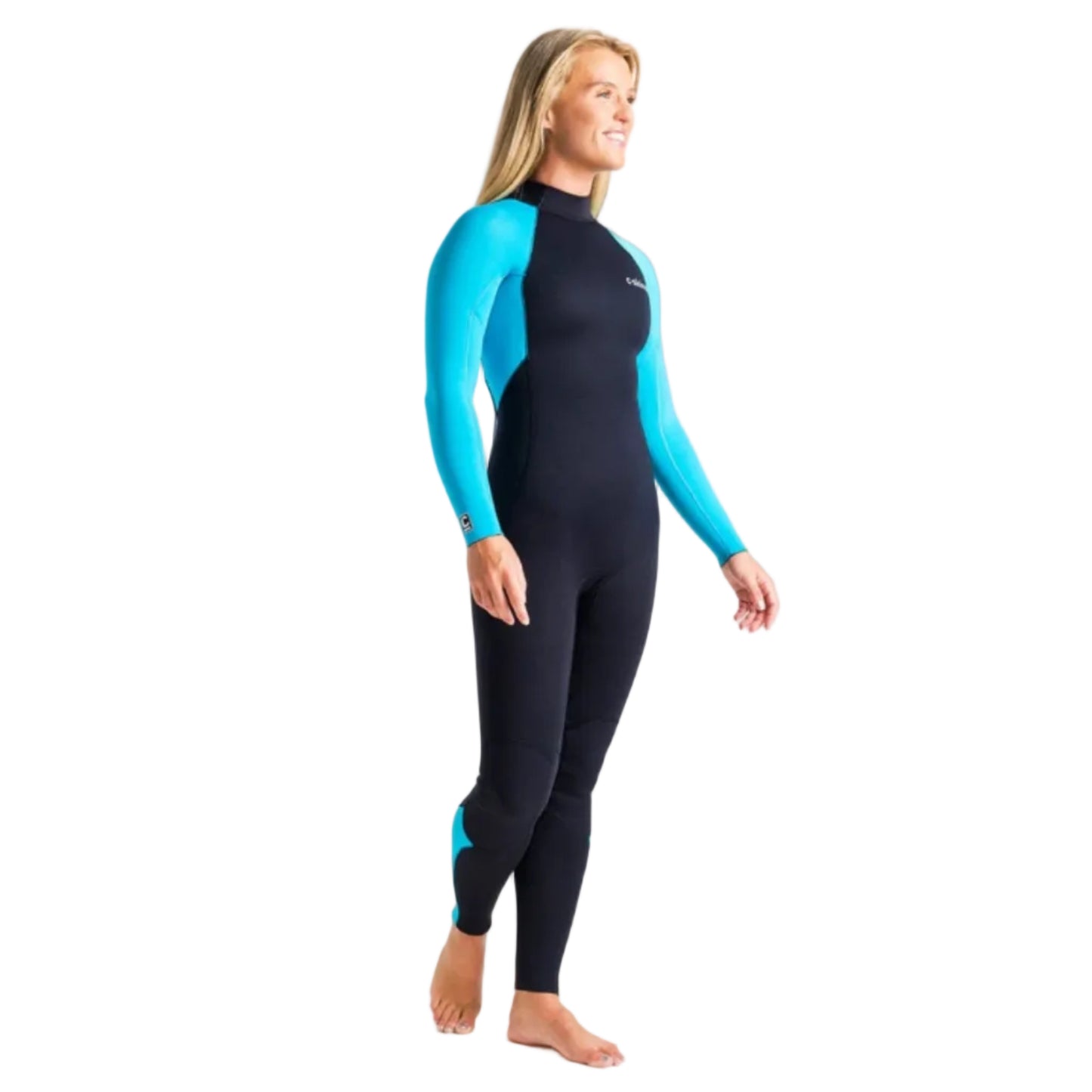 <tc><tc><tc>C-Skins</tc></tc></tc> Combinaison Femme Surflite GBS Zip Dos 3/2mm - Noir/Cyan/Azur