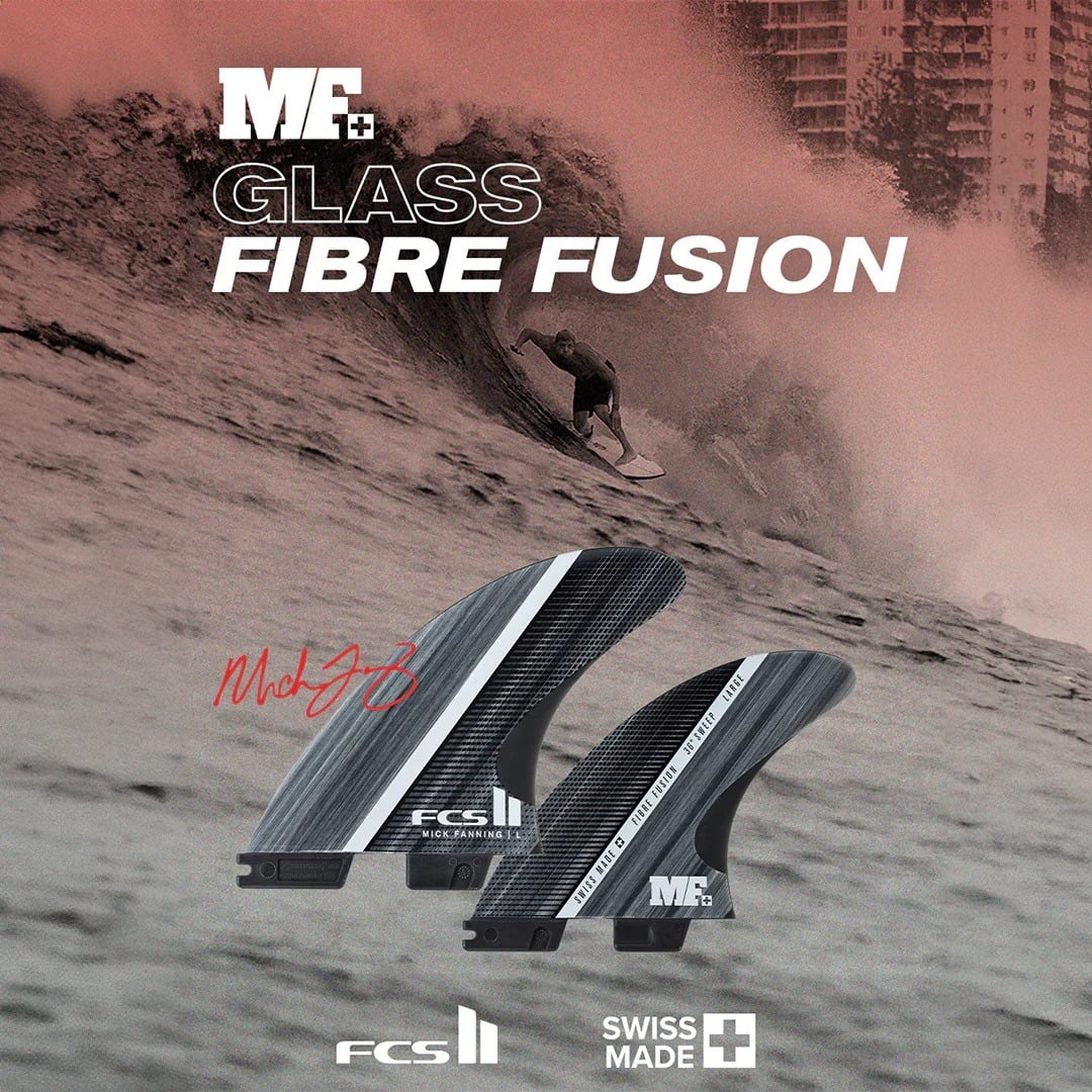 FCS II Mick Fanning Glass Fibre Fusion Tri Fin Set - Smoke/White