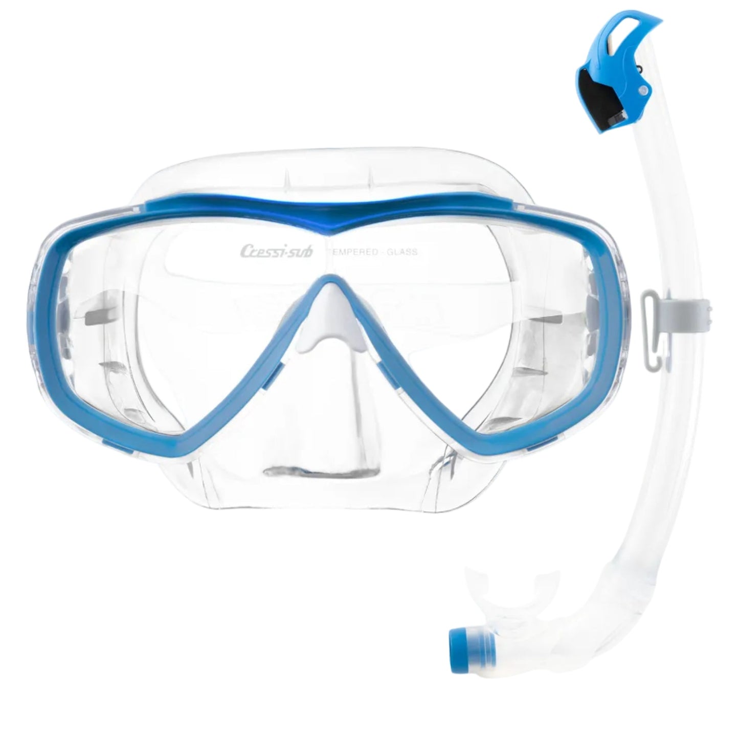 Cressi Estrella + Seal Dry Mask and Snorkel Combo - Clear/Aquamarine