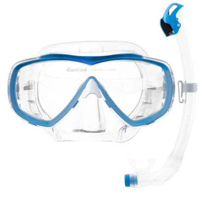 Cressi Estrella + Seal Dry Mask and Snorkel Combo - Clear/Aquamarine