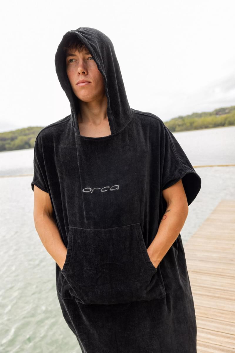 Orca Cotton Changing Robe/Poncho - Black
